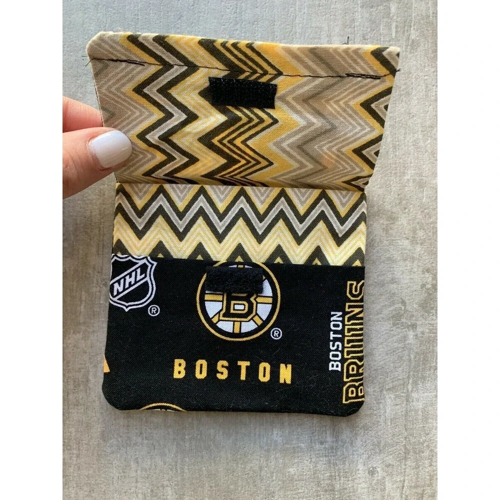 Boston Bruins Card Holder ID Case Wallet Pouch NEW Handmade Cloth Soft